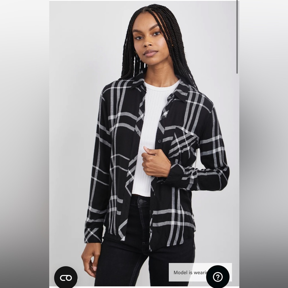 Rails Hunter Top Black and White Plaid Size S
